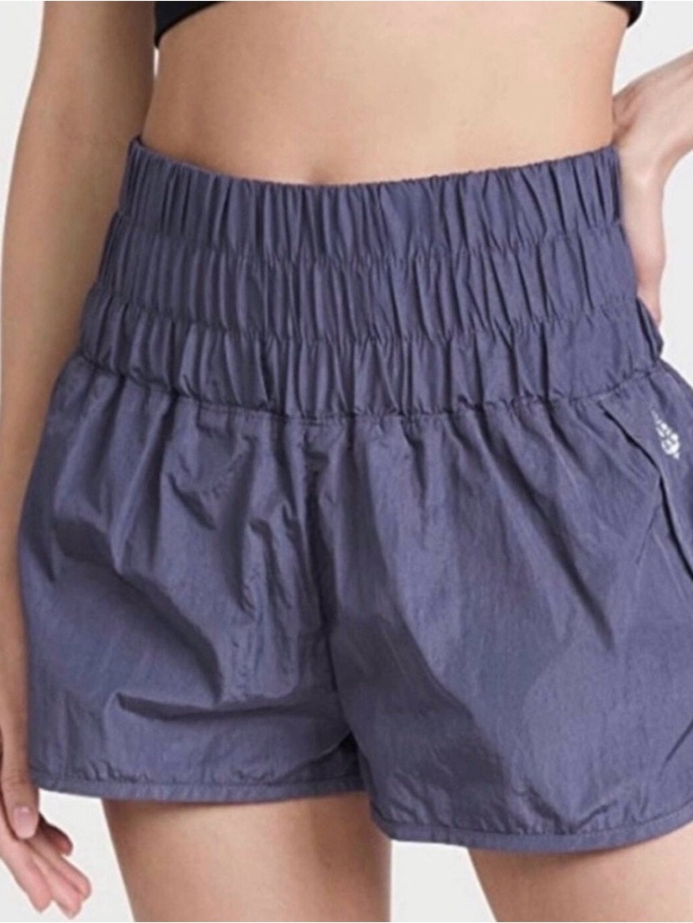 Free People Purple High-Waist Smocked Athletic Shorts